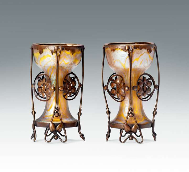 A Pair of Mounted Vases